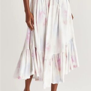 Elegant White and Pink Midi Skirt